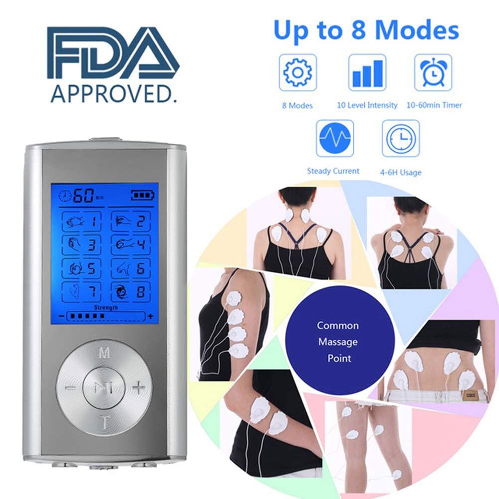 Muscle Stimulator Tens Machine - 8 Modes and Strength Settings - 14Candles