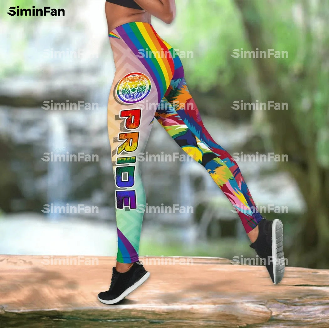 LOVE PRIDE LGBT LIONS 3D Full Printed Tank Top Legging Women Vest Pant Suits Female Outfit Summer Two Piece Set Yoga Sportswear - Jscomfortzstore