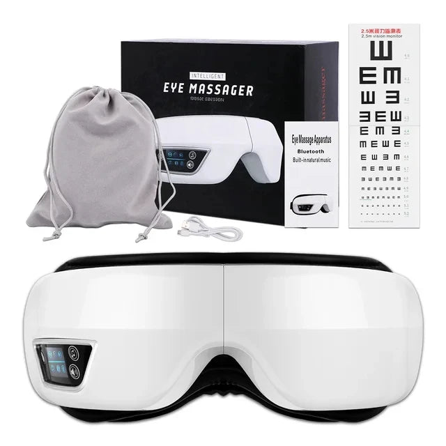 Eye Massager 6D Smart Airbag Vibration Eye Care Instrument Hot Compress Bluetooth Eye Massage Glasses Fatigue Pouch & Wrinkle - Jscomfortzstore