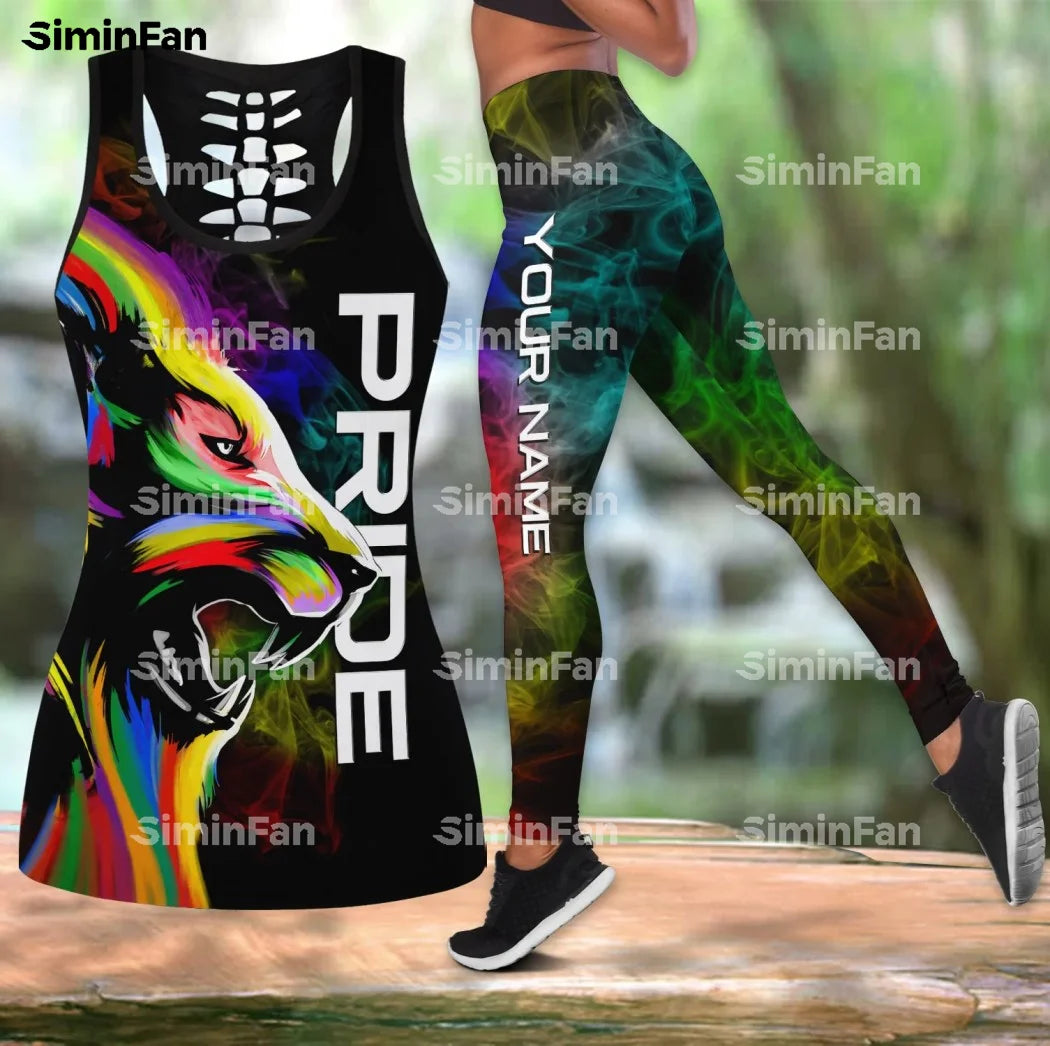 LOVE PRIDE LGBT LIONS 3D Full Printed Tank Top Legging Women Vest Pant Suits Female Outfit Summer Two Piece Set Yoga Sportswear - Jscomfortzstore