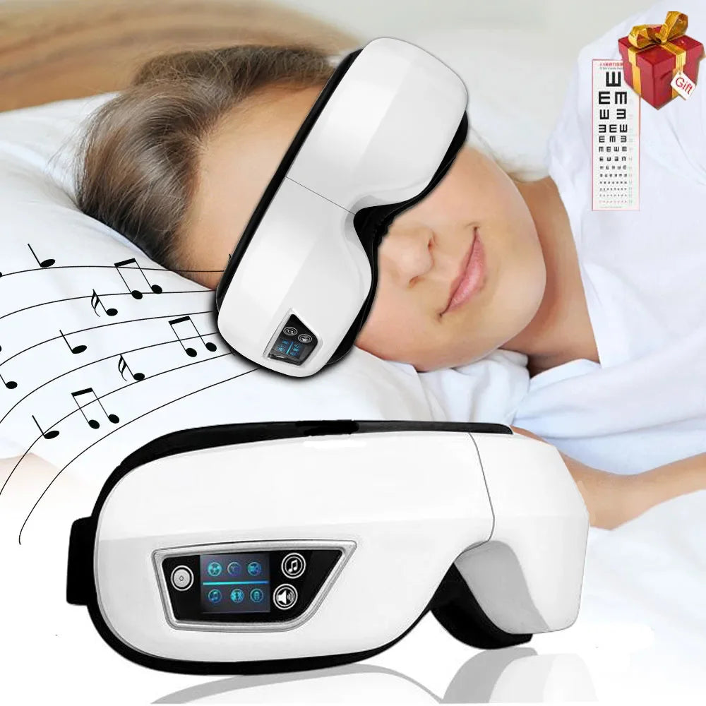 Eye Massager 6D Smart Airbag Vibration Eye Care Instrument Hot Compress Bluetooth Eye Massage Glasses Fatigue Pouch & Wrinkle - Jscomfortzstore