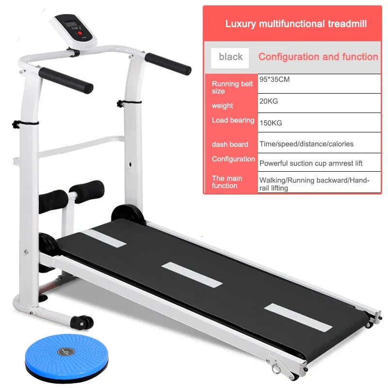 Treadmill Home Small Fitness Equipment Mini Folding Style Lengthened Stepper Three-in-one Multi-function Manual Adjustment XB - Jscomfortzstore