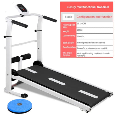 Treadmill Home Small Fitness Equipment Mini Folding Style Lengthened Stepper Three-in-one Multi-function Manual Adjustment XB - Jscomfortzstore