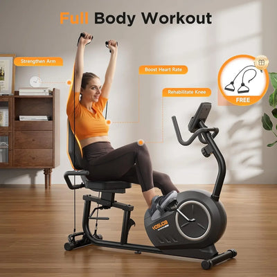 Recumbent Exercise Bike for Home Use with Resistance Bands-Recumbent Bike with Smart Workout APP, Comfortable Seat, P - Jscomfortzstore