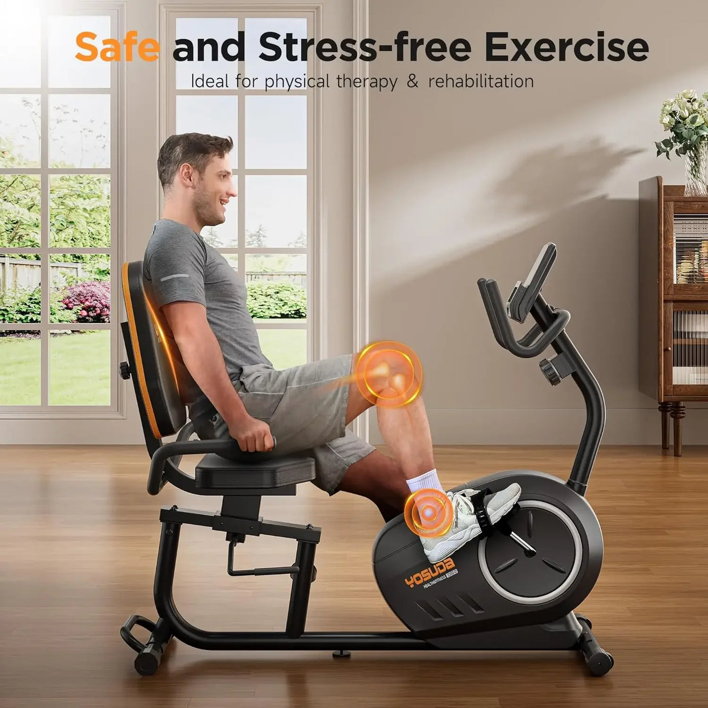 Recumbent Exercise Bike for Home Use with Resistance Bands-Recumbent Bike with Smart Workout APP, Comfortable Seat, P - Jscomfortzstore