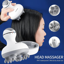 Load image into Gallery viewer, 3D Waterproof Electric Head Massager Wireless Scalp Massage Promote Hair Growth Body Deep Tissue Kneading Vibration Roller
