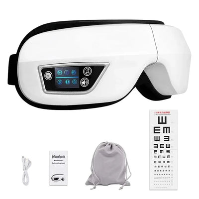 Eye Massager 6D Smart Airbag Vibration Eye Care Instrument Hot Compress Bluetooth Eye Massage Glasses Fatigue Pouch & Wrinkle - Jscomfortzstore