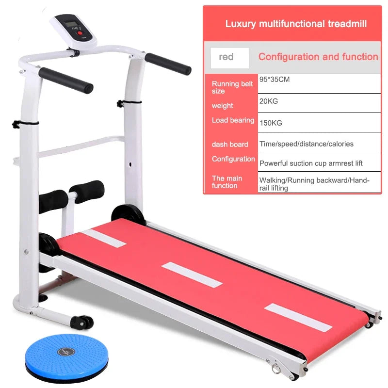 Treadmill Home Small Fitness Equipment Mini Folding Style Lengthened Stepper Three-in-one Multi-function Manual Adjustment XB - Jscomfortzstore