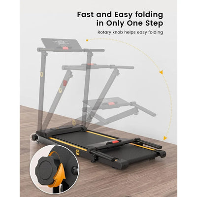 Folding Treadmill, 2.25HP Home Treadmill with 12 HIIT Modes, Compact Mini Treadmill, LCD Display, Easy to Fold - Jscomfortzstore