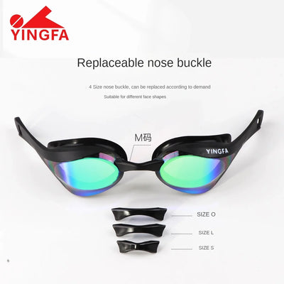 Yingfa Professional Swimming Goggles  Waterproof Racing Electroplating Anti-Fog Diving Glasses With Replaceable nose buckle - Jscomfortzstore