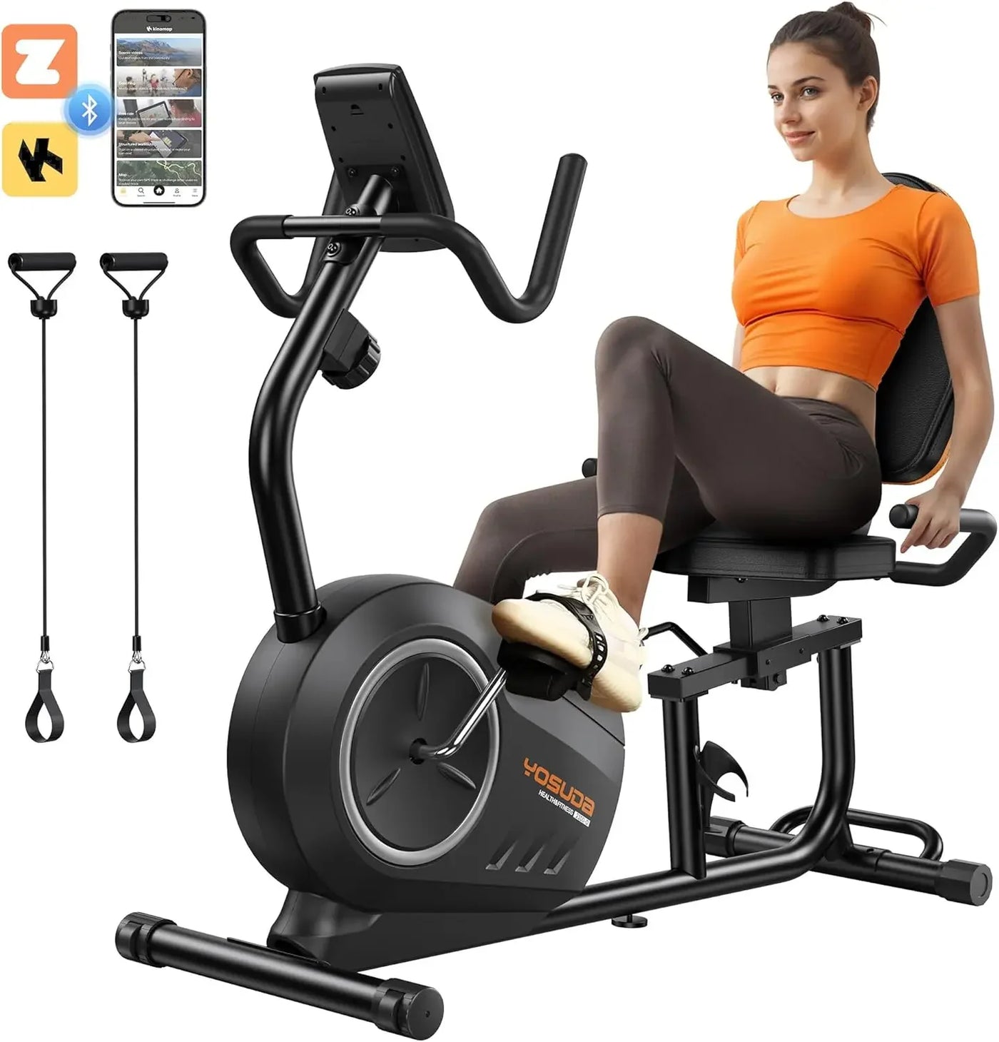 Recumbent Exercise Bike for Home Use with Resistance Bands-Recumbent Bike with Smart Workout APP, Comfortable Seat, P - Jscomfortzstore