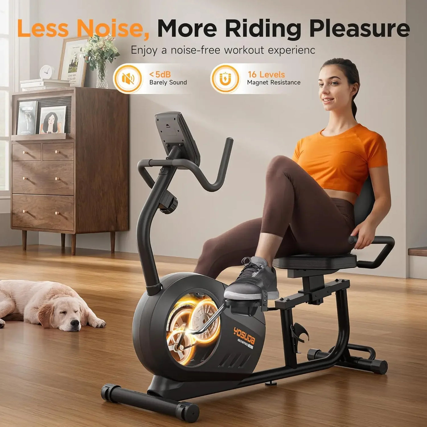 Recumbent Exercise Bike for Home Use with Resistance Bands-Recumbent Bike with Smart Workout APP, Comfortable Seat, P - Jscomfortzstore