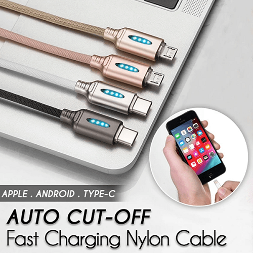 Auto Cut-off Fast Charging Nylon Cable - Jscomfortzstore